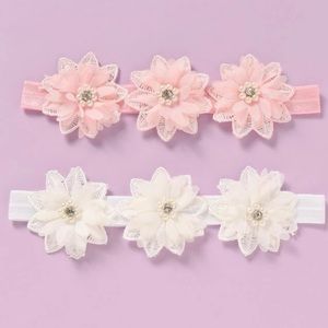 girls flower decor headband - 2PCS